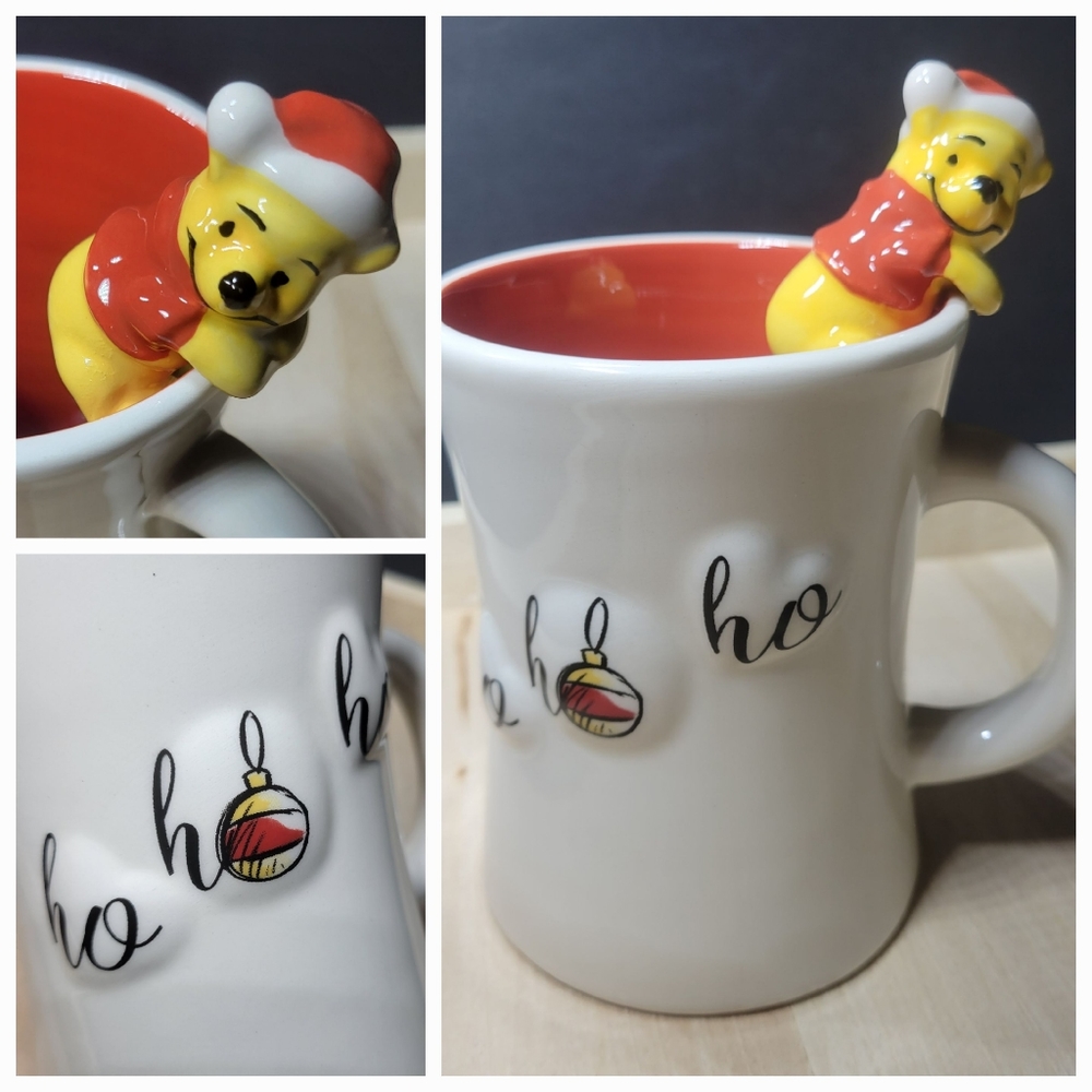 Disney Winnie the Pooh “Ho Ho Ho” Mug with Winnie Figurine Santa Pooh